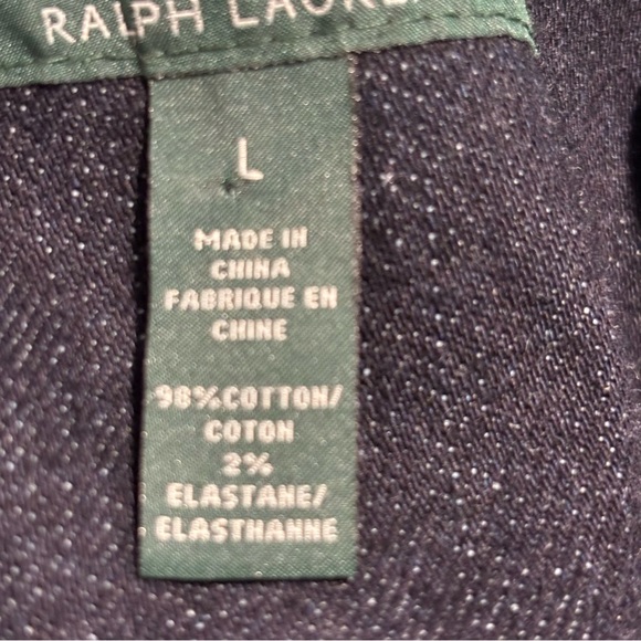 LAUREN RALPH LAUREN Sz L Classic Denim Jean Jacket Multiple Pockets Dark Wash - Picture 11 of 11